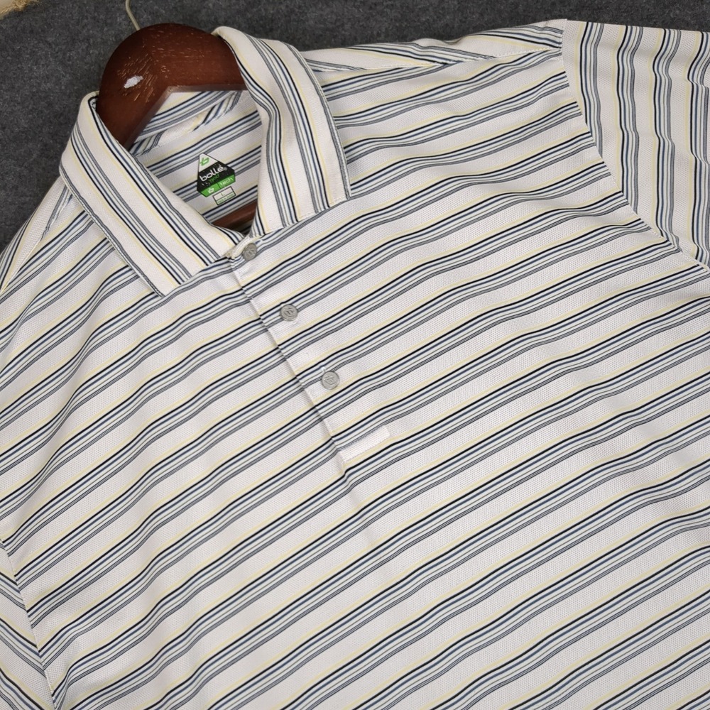 Bolle Golf Tech Polo Shirt Mens Large Stripe Short‎ Sleeve Performance